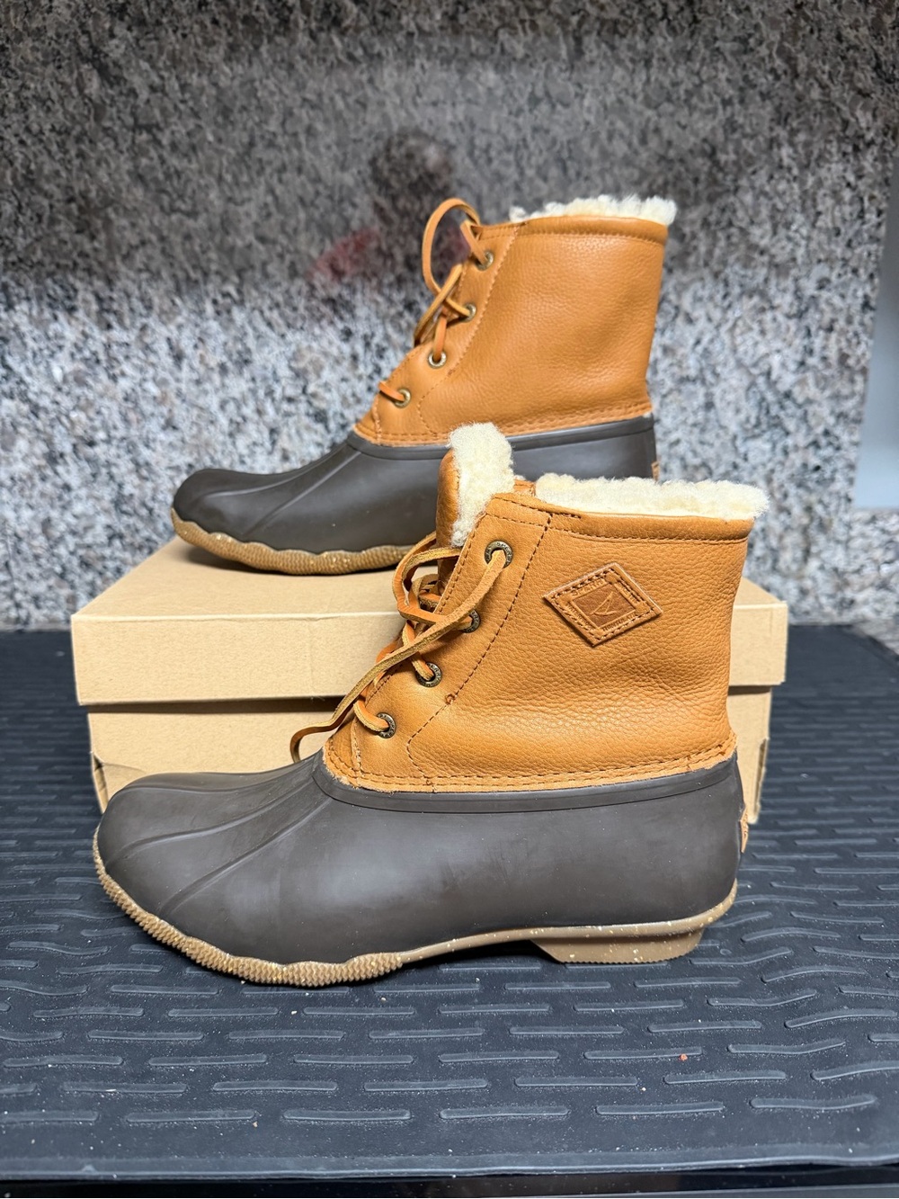 Sperry Brown and Tan Lace-Up Duck Boots